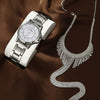 Business Style Round Dial Alloy Strap Quartz Watch For Female With Stainless Steel Clasp