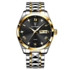 Business Style Waterproof Luminous Double Calendar Men's Watch With Alloy Case Stainless Steel Strap And Mineral Strengthened Glass Mirror