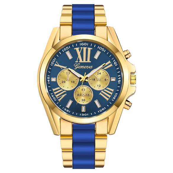 Business Watch Alloy Strip Round Dial With Roman Graduated And Printed Logo For Men