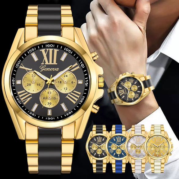 Business Watch Alloy Strip Round Dial With Roman Graduated And Printed Logo For Men
