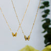 Butterfly Bead Chain Necklace Titanium Steel Electroplated With 18K Gold Color Preservation For Women