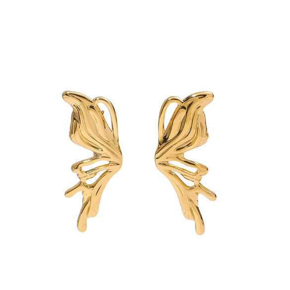 Butterfly Bow Tie Style Women's Titanium Steel 18K Gold Plated Electroplated Earrings