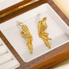 Butterfly Bow Tie Style Women's Titanium Steel 18K Gold Plated Electroplated Earrings