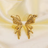 Butterfly Bow Tie Style Women's Titanium Steel 18K Gold Plated Electroplated Earrings