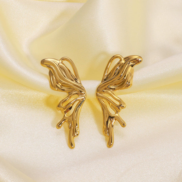 Butterfly Bow Tie Style Women's Titanium Steel 18K Gold Plated Electroplated Earrings