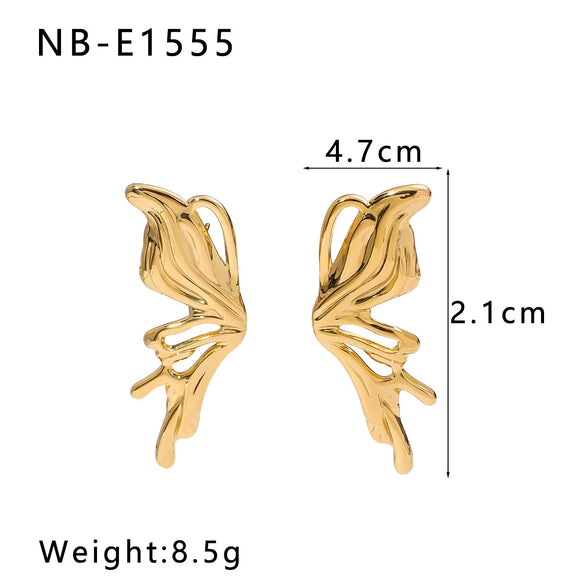 Butterfly Bow Tie Style Women's Titanium Steel 18K Gold Plated Electroplated Earrings