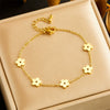Butterfly Collarbone Necklace And Cute Suit Bracelet In Flower Design Made Of Stainless Steel With Electroplating Treatment