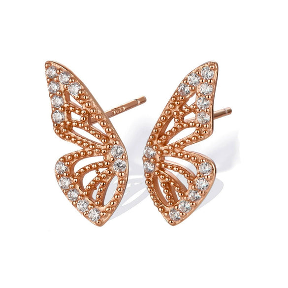 Butterfly Earrings Copper Plated With Real Gold Cute Animal Zodiac Style