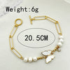 Butterfly Pendant Bracelet Stainless Steel Zircon Freshwater Pearl Electroplated For Women