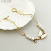 Butterfly Pendant Bracelet Stainless Steel Zircon Freshwater Pearl Electroplated For Women