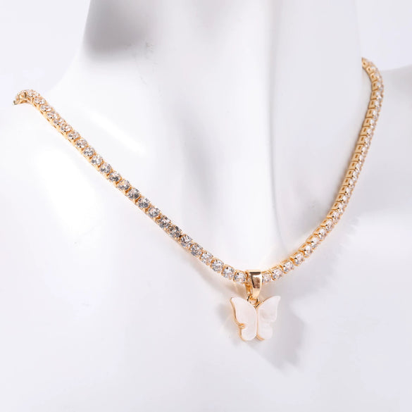 Butterfly Pendant Necklace Stainless Steel Titanium Steel Insect Pattern Furnace Vacuum Plating Ochain