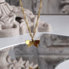 Butterfly Pendant Necklace Titanium Steel Gold Plated With Bow Pattern For Women