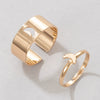 Butterfly Ring Set Creative Hollow Punk Style Couple Ring Tin Alloy Geometric Electroplated