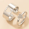 Butterfly Ring Set Creative Hollow Punk Style Couple Ring Tin Alloy Geometric Electroplated