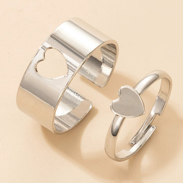 Butterfly Ring Set Creative Hollow Punk Style Couple Ring Tin Alloy Geometric Electroplated