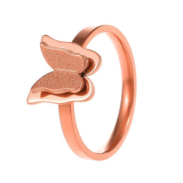 Butterfly Ring Titanium Steel Insect Pattern Electroplated Jewelry