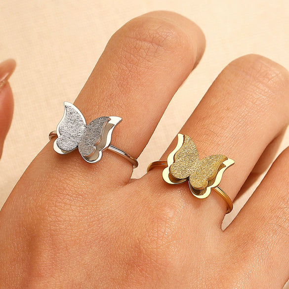 Butterfly Ring Titanium Steel Insect Pattern Electroplated Jewelry