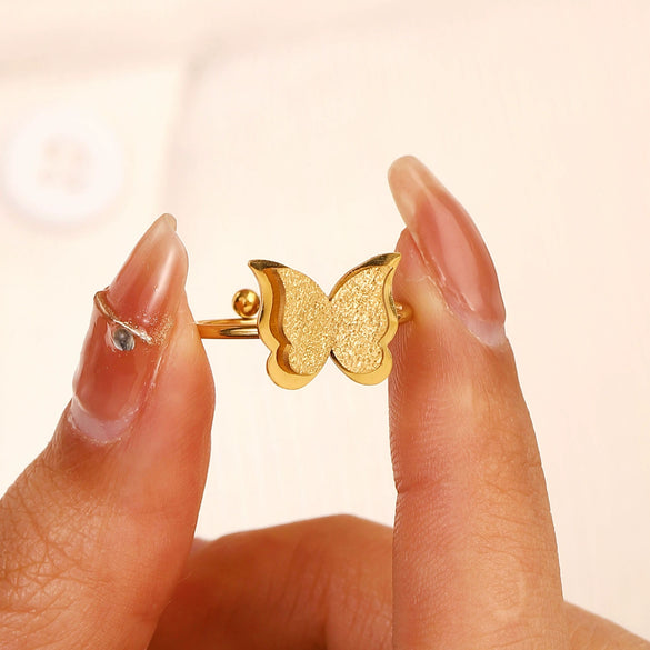 Butterfly Ring Titanium Steel Insect Pattern Electroplated Jewelry