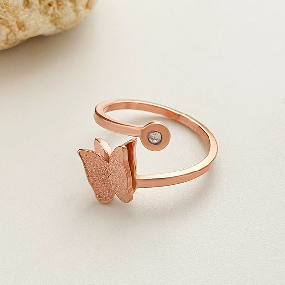 Butterfly Ring Titanium Steel Insect Pattern Electroplated Jewelry