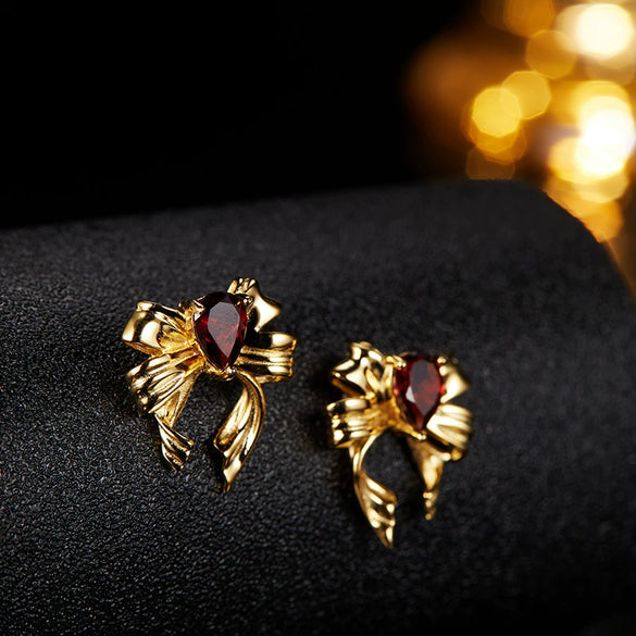 Butterfly Style S925 Sterling Silver Natural Colored Gemstone Stud Earrings For Women Set With Gems Animal Zodiac Design