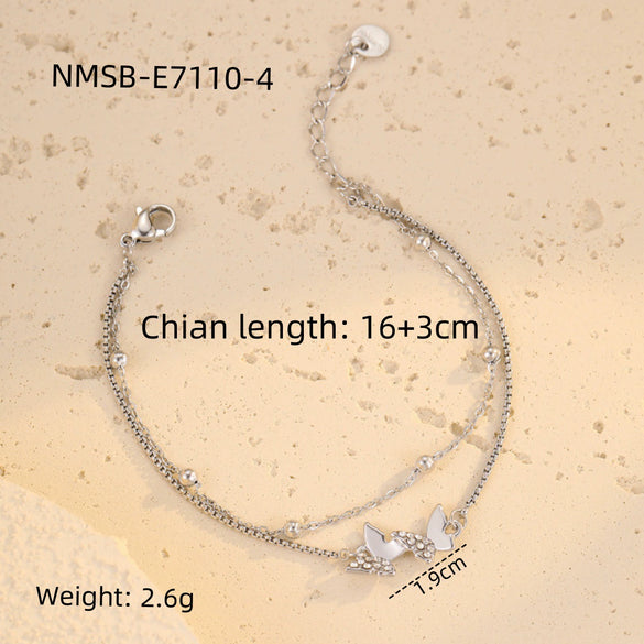 Butterfly Zircon Stainless Steel Electroplated Women's Fashion Bracelet