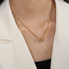 Butterfly Zircon 316L Stainless Steel Women's Necklace With Animal Zodiac Pattern And Electroplating Treatment