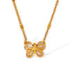 Butterfly Zircon 316L Stainless Steel Women's Necklace With Animal Zodiac Pattern And Electroplating Treatment