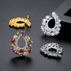 C Shaped Copper Earrings With Colorful Zircon Inlay Geometric Design Luxury Fashion Earrings For Women