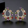 C Shaped Copper Earrings With Colorful Zircon Inlay Geometric Design Luxury Fashion Earrings For Women