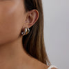 C Shaped Stainless Steel Earrings For Women Geometric Design Electroplated