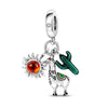 Cactus Pendant Silverplated White Copper Diy Bracelet Necklace For Women