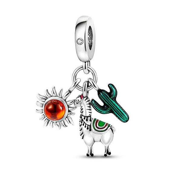 Cactus Pendant Silverplated White Copper Diy Bracelet Necklace For Women