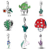 Cactus Pendant Silverplated White Copper Diy Bracelet Necklace For Women