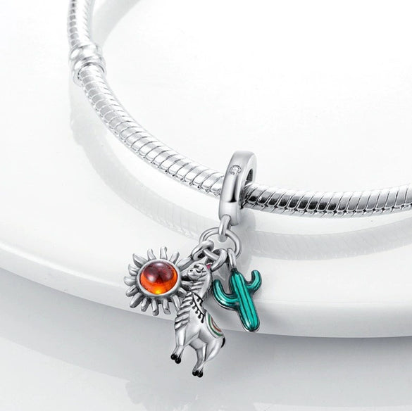 Cactus Pendant Silverplated White Copper Diy Bracelet Necklace For Women