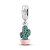 Cactus Pendant Silverplated White Copper Diy Bracelet Necklace For Women