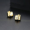 Camera Motif Copper Stud Earrings With Inlaid Zircon Geometric Artistic Jewelry For Women Wholesale