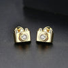 Camera Motif Copper Stud Earrings With Inlaid Zircon Geometric Artistic Jewelry For Women Wholesale