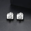 Camera Motif Copper Stud Earrings With Inlaid Zircon Geometric Artistic Jewelry For Women Wholesale
