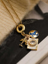 Camera Stainless Steel Necklace With Geometric Letters Numbers Text Pattern Electroplated