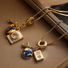 Camera Stainless Steel Necklace With Geometric Letters Numbers Text Pattern Electroplated