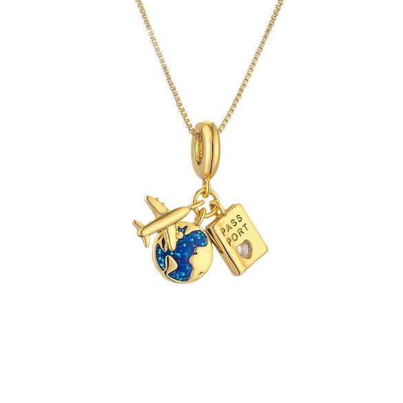 Camera Stainless Steel Necklace With Geometric Letters Numbers Text Pattern Electroplated