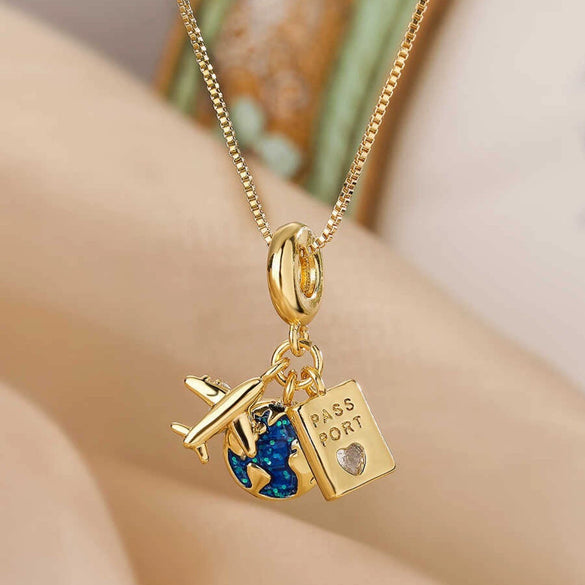 Camera Stainless Steel Necklace With Geometric Letters Numbers Text Pattern Electroplated
