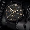 Canvas Alloy Watch Bracelet Set Round Dial Men's Quartz Watch