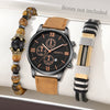 Canvas Alloy Watch Bracelet Set Round Dial Men's Quartz Watch