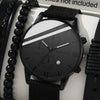 Canvas Alloy Watch Bracelet Set Round Dial Men's Quartz Watch