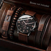 Canvas Alloy Watch Bracelet Set Round Dial Men's Quartz Watch