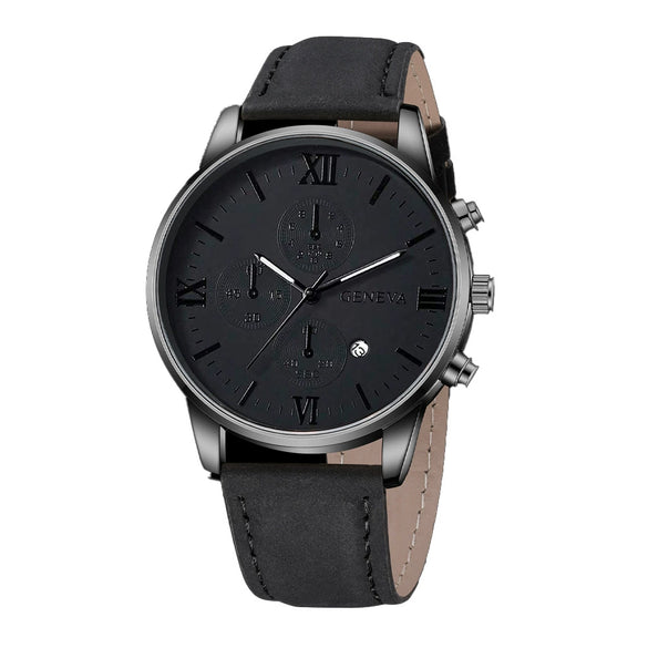 Canvas Alloy Watch Bracelet Set Round Dial Men's Quartz Watch