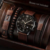 Canvas Alloy Watch Bracelet Set Round Dial Men's Quartz Watch