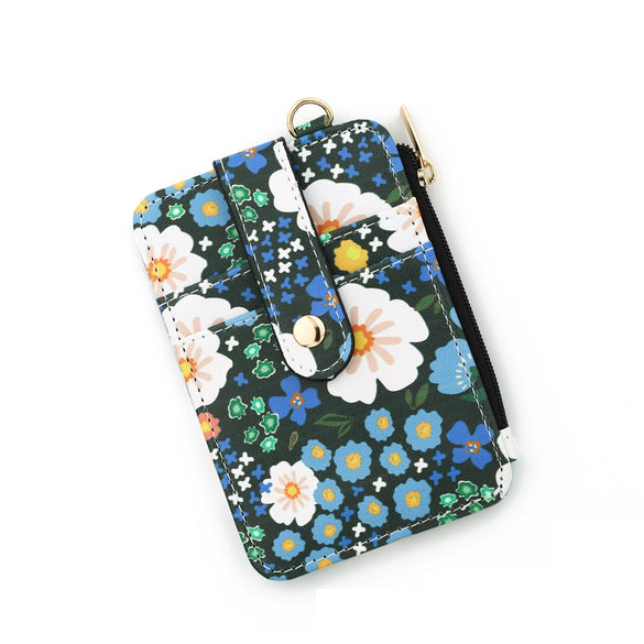 Card Bag Coin Purse Id Bag Vertical Printed Hem Zipper Pvc Nylon Solid Color Women's