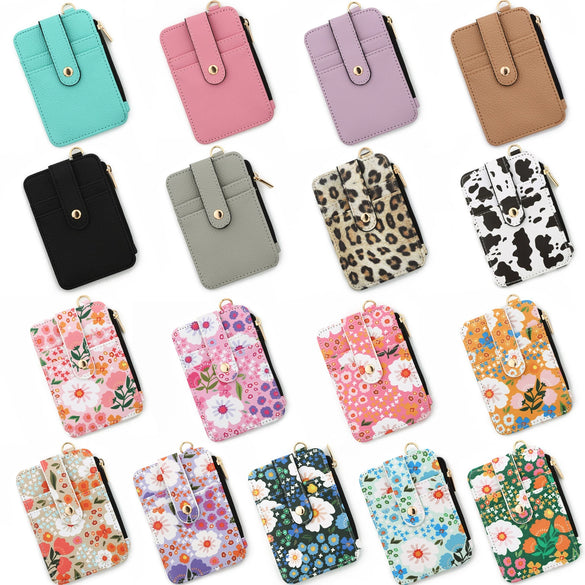 Card Bag Coin Purse Id Bag Vertical Printed Hem Zipper Pvc Nylon Solid Color Women's